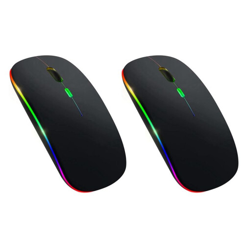 2X Wireless Mouse  5.1 Rechargeable LED Silent Mouse USB Optical Ergonomic Gaming 2.4G Wireless Backlite