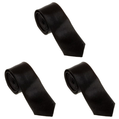 3X Unisex-Krawatte Polyester,Schwarz,2 Zoll