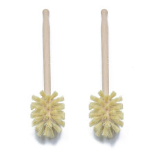 2X Toilet Brush, Wood Toilet Brush Made of Beechwood, Strong Jute Bristles with 360 Cleaning Power
