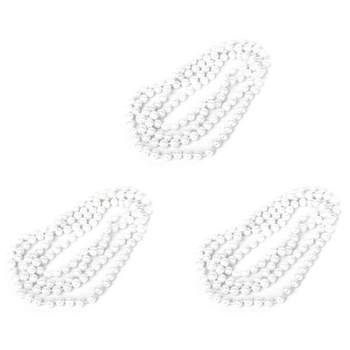 3X Suéter Longo Pérola Faux Colar de Corrente Branco