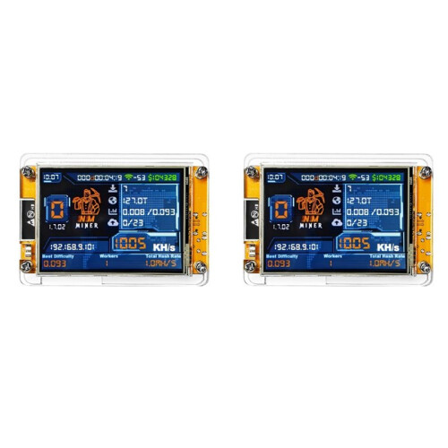 2X NMiner NerdMiner V2 Hashrate 1000KH/S ESP32 2,8 Polegadas  Display Criptomoeda Solo Loteria Bitcoin ESP32-2432S028R DROOM