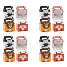 80Pcs Animal Party Bags, Paper Gift Bags, Small Paper Bags for Kids Party, 4 Designs Jungle Theme Birthday Party