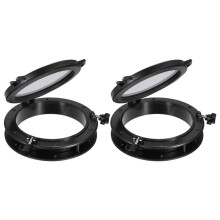 2X Zwarte Ronde Patrijspoorten Plastic Luiken Poortverlichting Openingsvenster 8 Inch 21cm (21.5cm) Marine Boot RV SFPP1-01 SFPP2-01