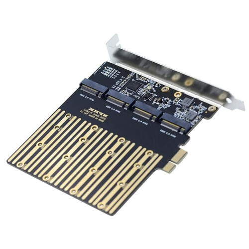 Adaptador de Placa-Mãe para Desktop com Conversor PCI-e 1X para Quatro SSDs NGFF com Chave B/M, Compatível com Placa de Expansão PCIe.