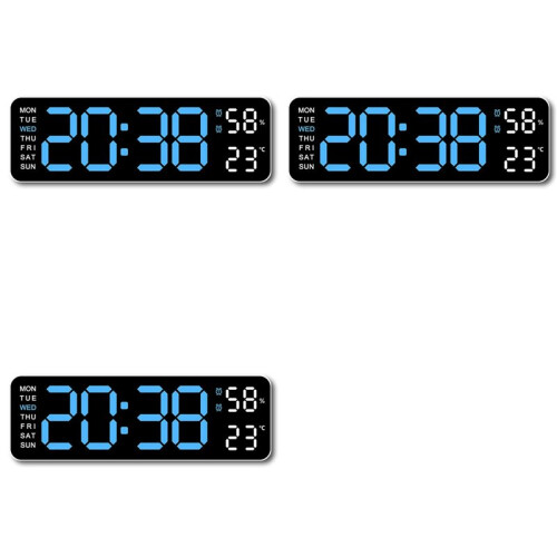 3X Large Digital Wall Clock Temperature and Humidity Week Display Electronic LED Table Alarm Clock 12/24H 1