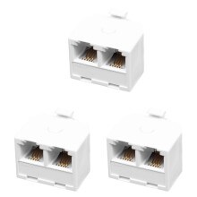 3X 2-Wege 6P4C RJ11 Modular Telefon Telefon Wand Adapter und Splitter fuer Festnetz Telefon