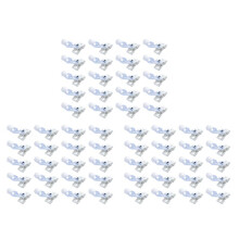 60 Pcs Plastic ID Card Name Tag Holder Badge Strap Clip White Clear