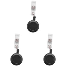 3X Retractable Yo Yo Porte-Cles CHAiNE Ceinture Card Holder Clip ID PULL Forfaits de Ski - Noir