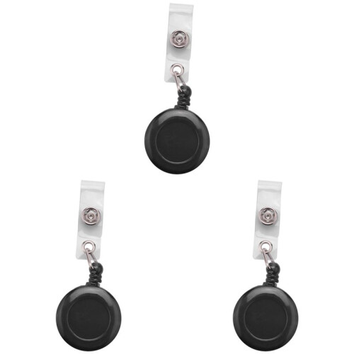 3X  Retractable Yo Yo Key Ring PULL CHAIN Belt Clip ID CARD Holder Ski Pass - Black