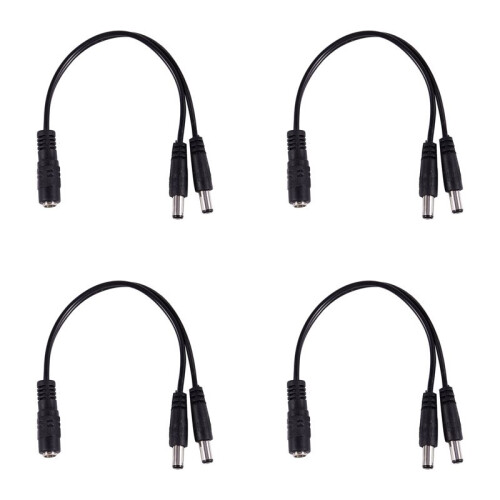 4 Pcs 5.5X2.1mm 1 to 2 M/F  Power Splitter Cable for Security CCTV Camera