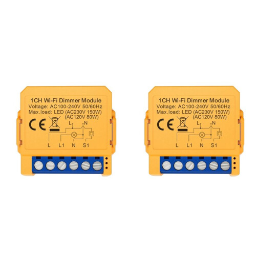 2X Tuya WiFi  Dimmer  Module 1CH Control LED Lights Dimmable  Stepless Dimming+Voice Control