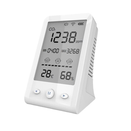 CO2 NDIR Temperatuur- en Vochtigheidssensor, Oplaadbare Luchtkwaliteitsmonitor, Detector met LCD-Display, Gasanalysator