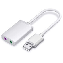 USB Sound Card External Adaptor with 3.5 mm Earphone and Microphone Jack, Plug and Sound Card Suitable for Computer