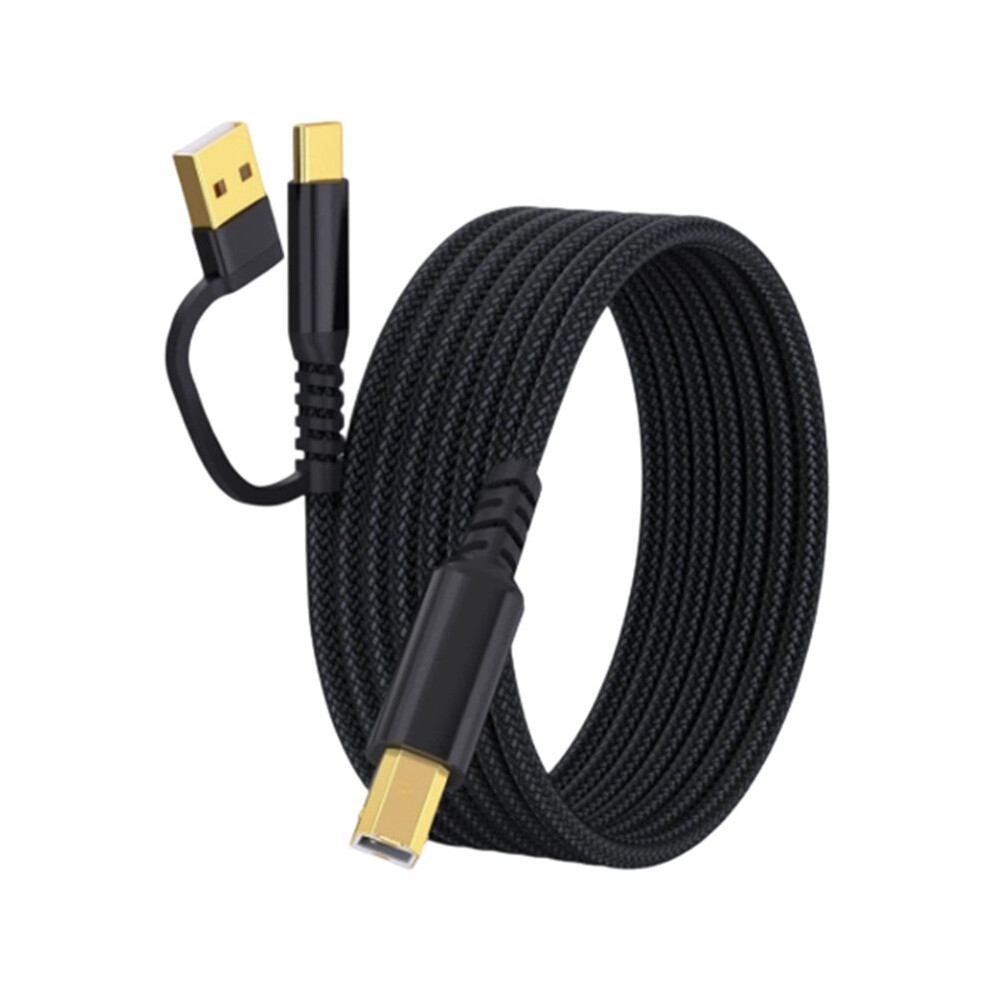 Usb-B To Usb-C/A Printer Cable Plug And ,Nylon Braided Cord For Printers Digital Piano Midi Controllers 6031233213923