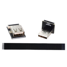 USB 2.0 Type-A Mannelijk Naar Vrouwelijk Verlengkabel, Platte, Slanke FPC-Kabel met Neerwaartse Hoek voor FPV, Schijf, Scanner en Printer