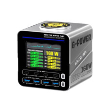 160W Desktop Super Fast Charging Station Type-C USB Port 15W PD QC3.0 GaN Wireless Charging Support EU Plug