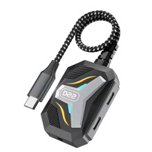 Dock Station 4 In 1 di Tipo C, Convertitore Splitter per Cavo Stereo da USB C A 3,5 mm, Trasferimento Audio, Chiamate Telefoniche, Estensione per