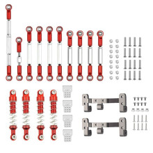 Metal Steering Link Rod Pull Rod Mounts Shock Absorbers Set for WPL C14 C24 C24-1 1/16 RC Car Upgrade Parts,1