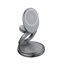 3 in 1 Wireless Charging Station Zinc Alloy Magnetic Fast Wireless Charger Stand for Watch Airpods