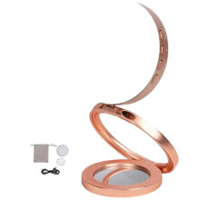 Foldable LED for Selfie Light with Mirror for Cell Phone Pocket Magnetic Ring Light Photography Rose Gold