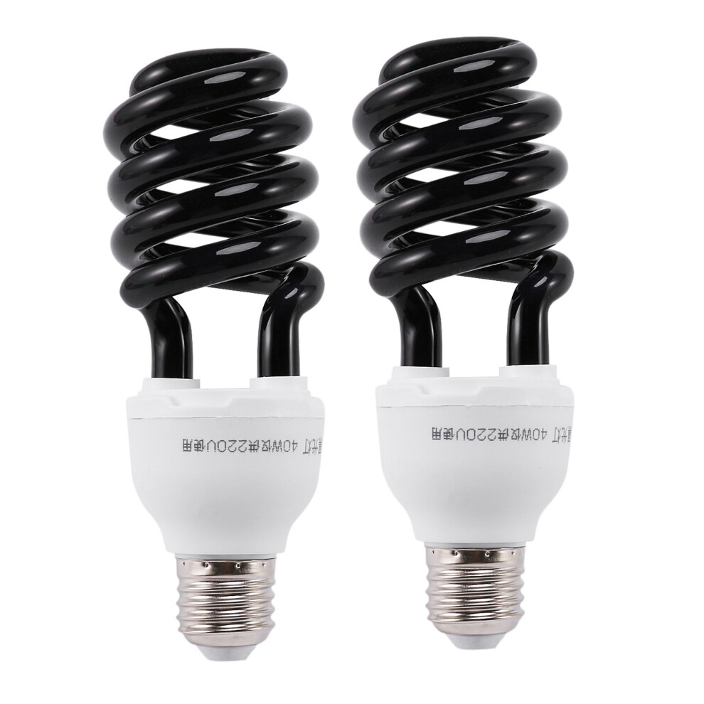 2X E27 40W Uv Ultraviolet Fluorescent Black Cfl Bulb Lamp 220V Shape:spiral Wattage Voltage:40w 220V Light 6033335251704