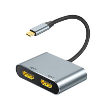 USB C to Dual -Compatible Adapter 4K@60Hz, Type C to Dual HDTV Splitter for Dual Monitors Extended Display Hub