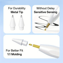 6PCS Replacement Pencil Tips for Pencils Pro/USB-C/2nd Gen/1st Gen Tips Writing Stylus Nib for Pencil White