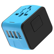 Adaptador de Viaje Universal para Reino Unido, UE, Australia y EE. UU., Cargador de Pared Internacional con 3 USB Tipo C, Adaptador para Todo el