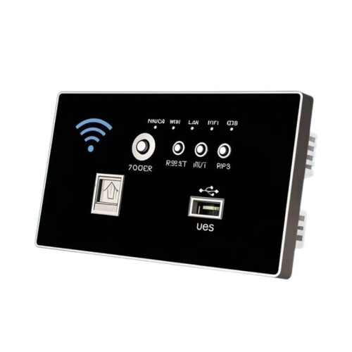 86-Type Wall-Mounted Router, Home AP Wireless WiFi with USB  Socket, Recessed Panel 220V Black