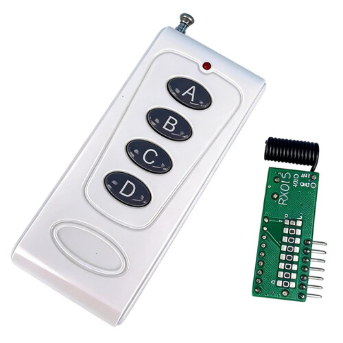 433MHz 4CH Wireless Relay RF Remote Control  Receiver & 4 Button Transmitter for Garage Door Gate