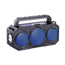 Solar Power Rechargeable Flashlight FM Radio with Wireless Speaker TF USB for Outdoor Emergency Camping C