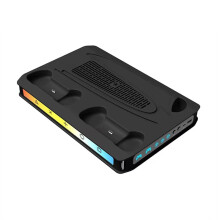 For PS5/ Slim/Pro Cooling Station with Fast Contoller Charger for 5 Disc & Digital Console Stand, RGB Light