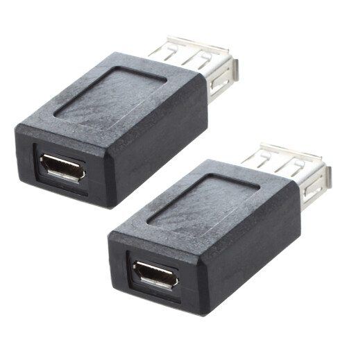 2X Schwarz USB 2.0 Typ A Buchse Auf Micro-USB B Buchse Adapter-Stecker-Konverter