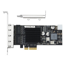 4-Port Gigabit PoE+ PCIe Server Adapter I350 Chip IEEE 802.3at, 30W Power Per Port, PCIe Network Card for IP Cameras