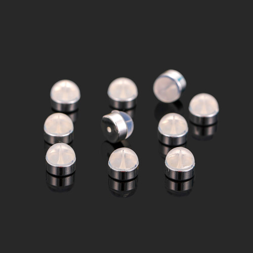 12Pcs Silver Earring Backs for Studs Durable Silicone Metal Stoppers 1