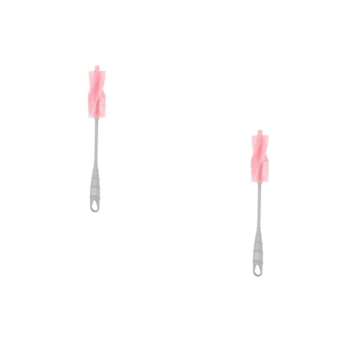 2 Count Soft Bristle Silicone Bottle Brush Dish Scrubber With Handle 1