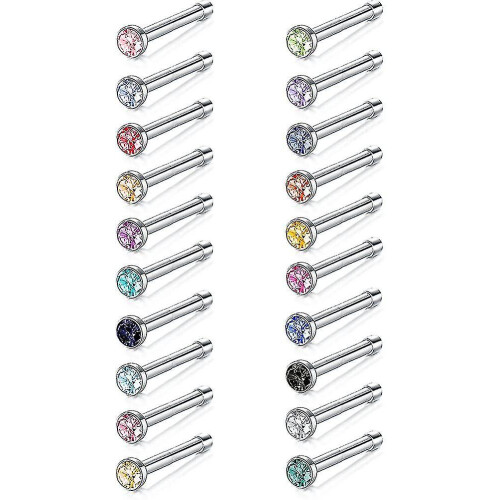6-34pcs Ring 316l Surgical Steel Piercing Stud Set 22 Gauge