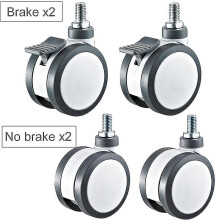 (X4) Grey 3 Inch Casters Wheels With Brake M12x25 Screw Mute Wearable For Trolley Electronic Equipment