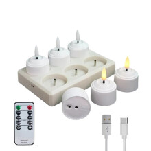 Conjunto de Velas de LED 3D com Controle Remoto, Temporizador e Estação de Carregamento USB