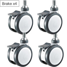 (Brake x4) Grey 3 Inch Casters Wheels With Brake M12x25 Screw Mute Wearable For Trolley Electronic Equipment