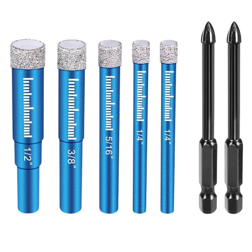 7PCS Diamond Drill Bits Set for Ceramic, Glass, Porcelain, Marble, Granite Enhanced Durability and Efficient Drilling