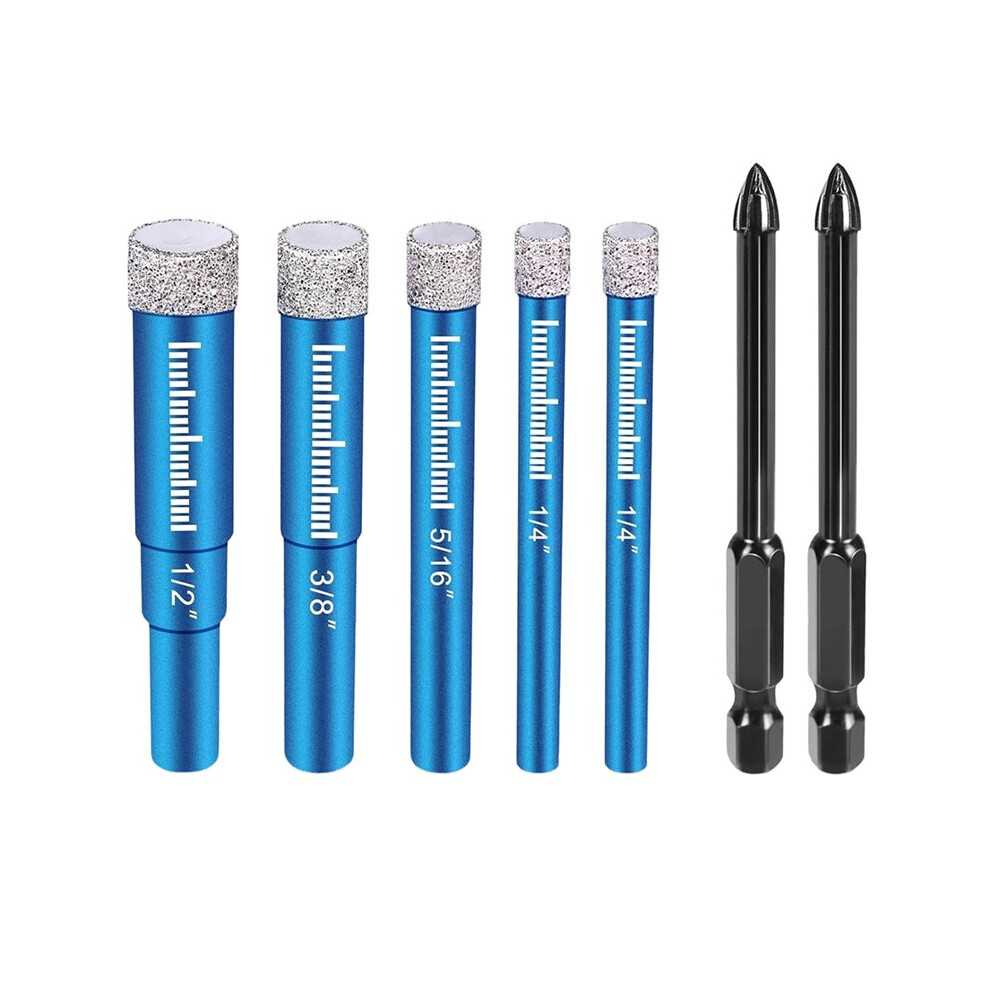 7Pcs Diamond Drill Bits Set For Ceramic, Glass, Porcelain, Marble, Granite Enhanced Durability And Efficient Drilling 4711462272862