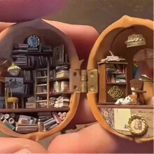 (magic bookstore) Walnut Shell Dollhouse Kids Doll House Toy Diy Dollhouse Cute Miniature Kit Doll Room Crafts