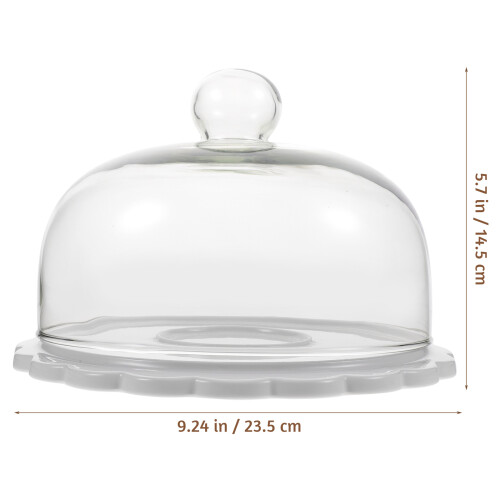 1Set Durable Glass Cake Dome with White Ceramic Stand for Cake Display 1