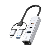 For Type-C/IOS 100Mbps Ethernet Adapter Mobile Phone/Tablet to USB RJ45 Docking Station PD60W USB3.0