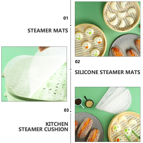 10Pcs Durable White Silicone Steamer Mats Reusable Kitchen Pads 2