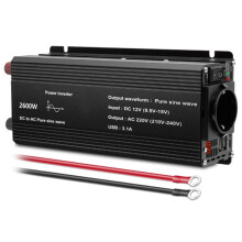 Pure Sine Wave Inverter 12V to AC 220V 2600W Voltage Transfer Converter Universal EU Socket Auto Accessories