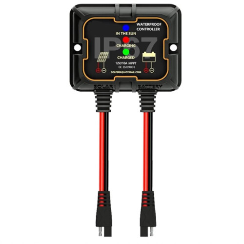 Solar Charge Controller 10A 12V, Waterproof Portable Intelligent Solar Panel Controller for AGM, Gel & Lithium Batteries