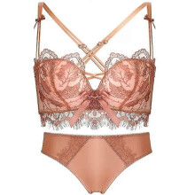 (38,Light pink)Women Sexy Floral Lace Bralette For Seamless Push Up Soft Padded No Steel Ring Mesh French Crop Cami