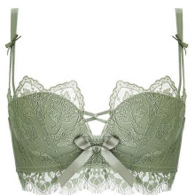 (32,Green)Women Sexy Floral Lace Bralette For Seamless Push Up Soft Padded No Steel Ring Mesh French Crop Cami